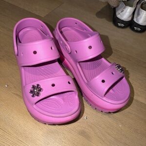 Crocs Pink Sandals with Flower Accent Crocs
